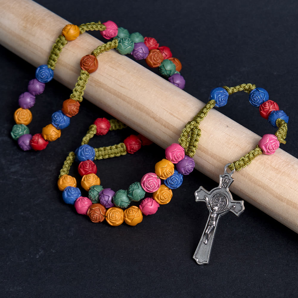 Christianartworkshop Multicolor Prayer Rose Beads Rosary