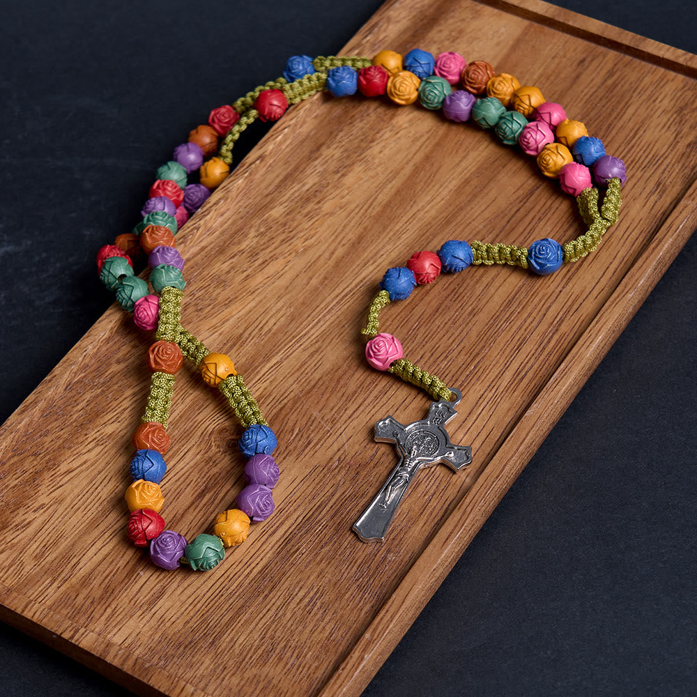 Christianartworkshop Multicolor Prayer Rose Beads Rosary