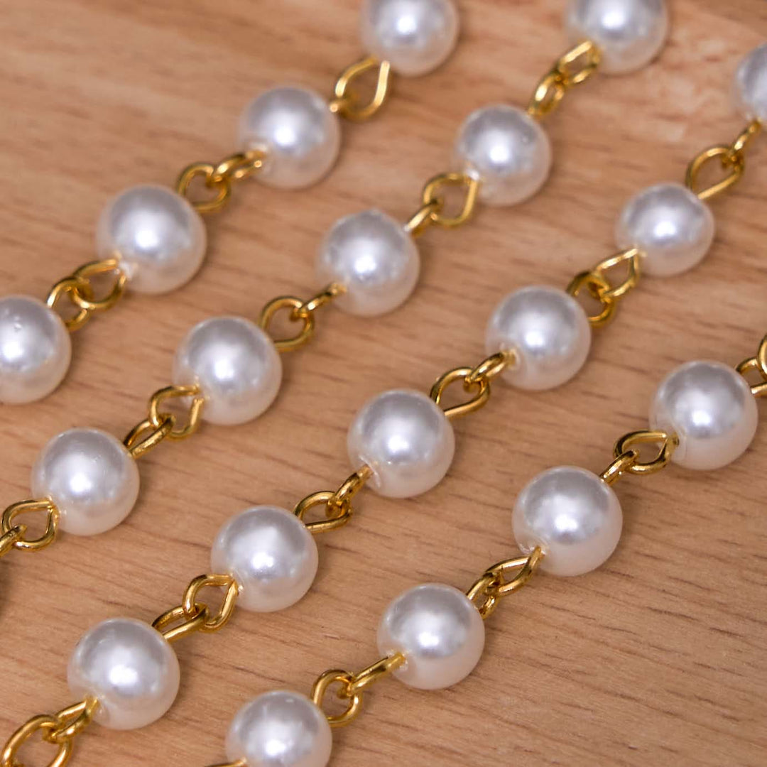 ChristianartworkshopSt. Benedict Medal & Crucifix of 6 mm Round White Pearl Alloy Chain Rosary - image 5