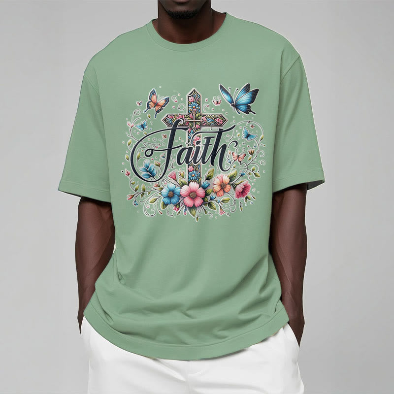 Christianartworkshop Bohemian Style Flowers and Cross Short Sleeve T-shirt - image 14