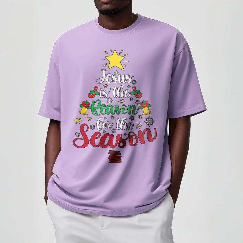 Christianartworkshop Festive Style Jesus is the Reason for the Season Short Sleeve Washed T-shirt