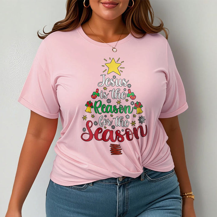 Christianartworkshop Festive Style Jesus is the Reason for the Season Short Sleeve Washed T-shirt