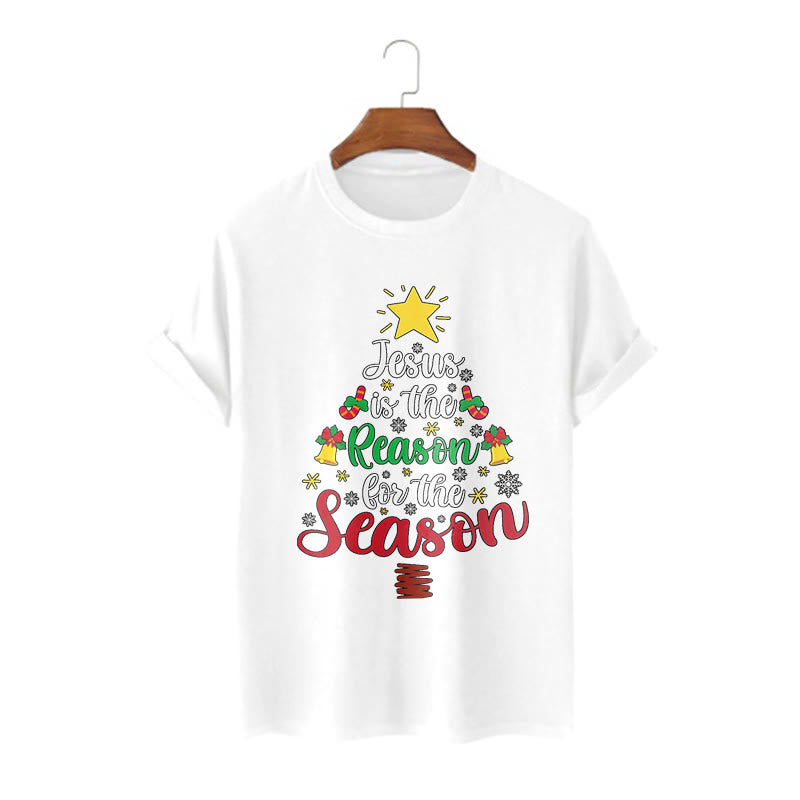 Christianartworkshop Festive Style Jesus is the Reason for the Season Short Sleeve Washed T-shirt