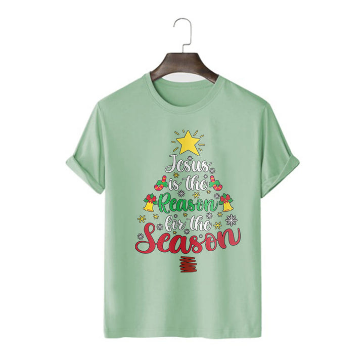 Christianartworkshop Festive Style Jesus is the Reason for the Season Short Sleeve Washed T-shirt