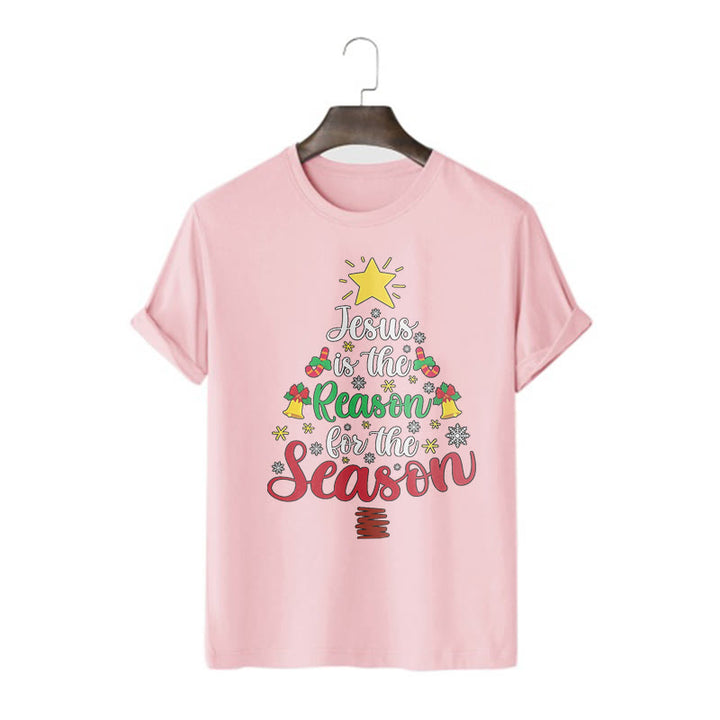 Christianartworkshop Festive Style Jesus is the Reason for the Season Short Sleeve Washed T-shirt