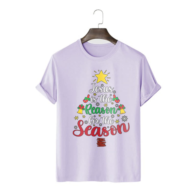 Christianartworkshop Festive Style Jesus is the Reason for the Season Short Sleeve Washed T-shirt