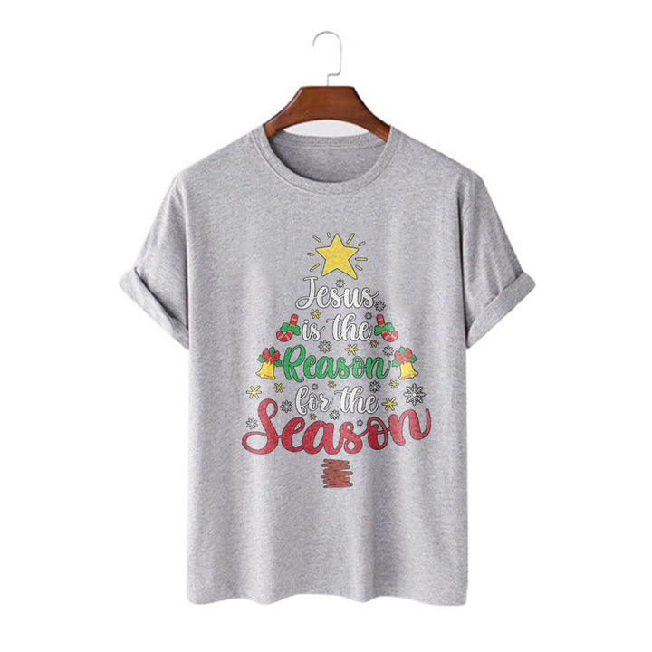 Christianartworkshop Festive Style Jesus is the Reason for the Season Short Sleeve Washed T-shirt