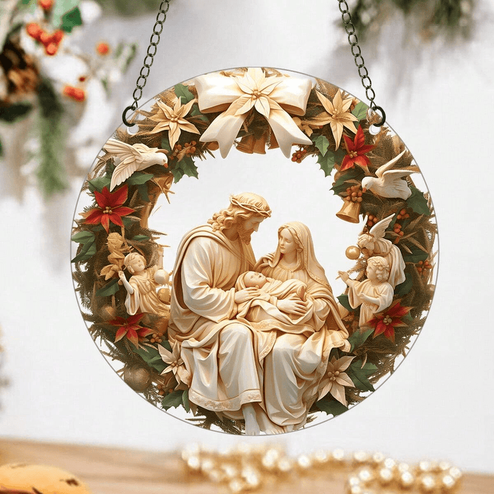 Christianartworkshop Sculptural Realism Style Holy Family Christmas Parasite Hanging Ornaments