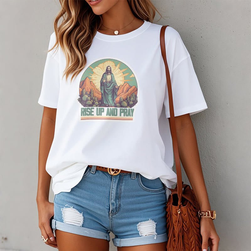 Christianartworkshop Classic Style Rise Up and Pray Short Sleeve T-shirt - image 1