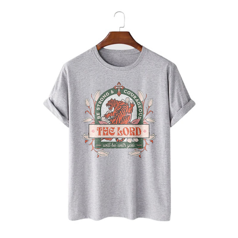 Christianartworkshop Classic Style The Lord Will Be With You Short Sleeve Washed T-shirt