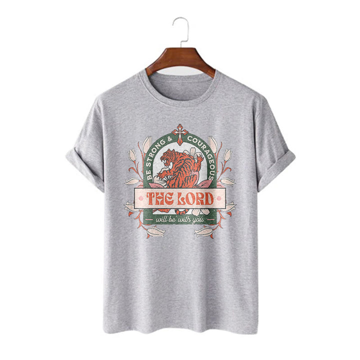 Christianartworkshop Classic Style The Lord Will Be With You Short Sleeve Washed T-shirt