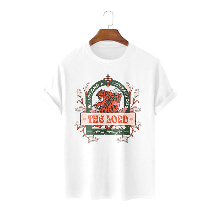 Christianartworkshop Classic Style The Lord Will Be With You Short Sleeve Washed T-shirt