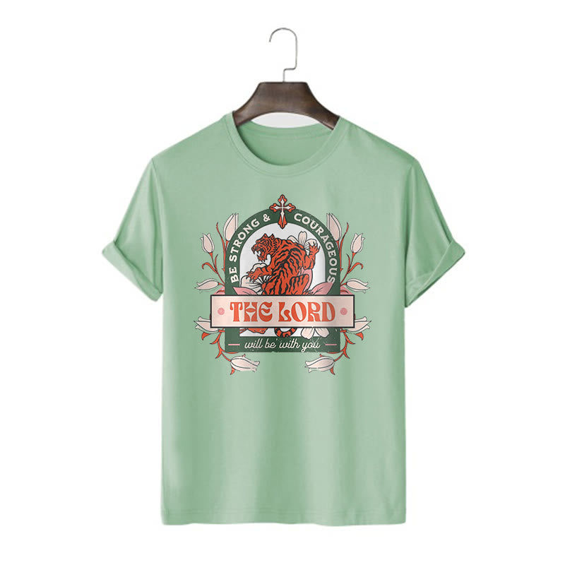 Christianartworkshop Classic Style The Lord Will Be With You Short Sleeve Washed T-shirt