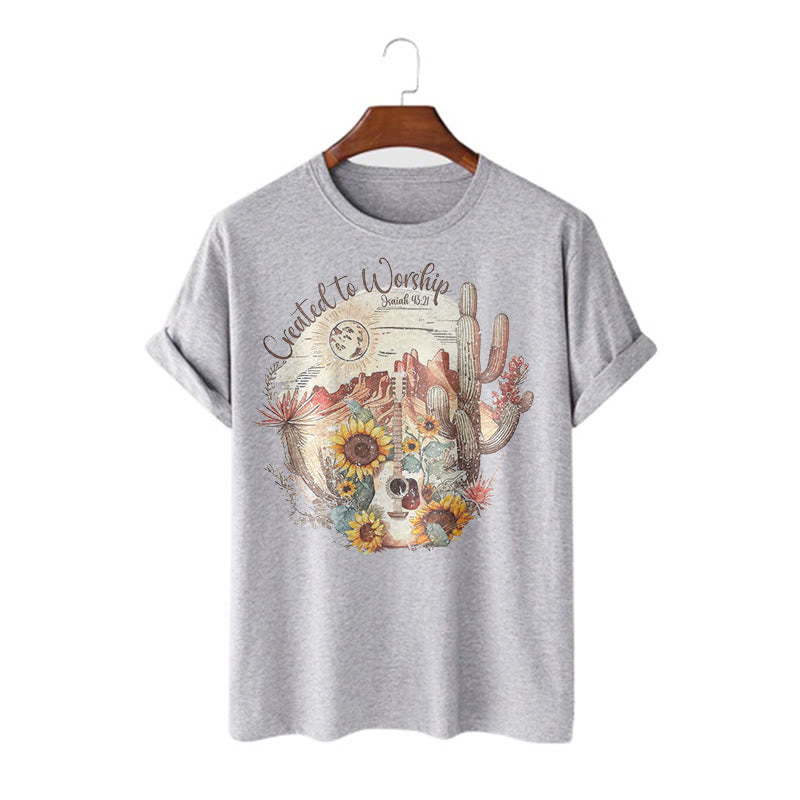 Christianartworkshop Classic Style Created to Worship Short Sleeve Washed T-shirt