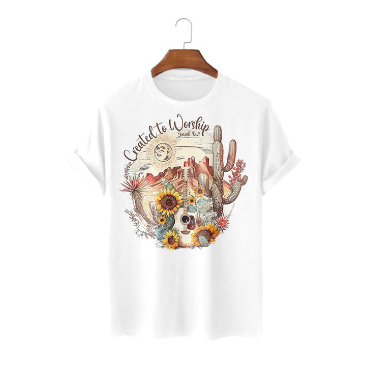 Christianartworkshop Classic Style Created to Worship Short Sleeve Washed T-shirt