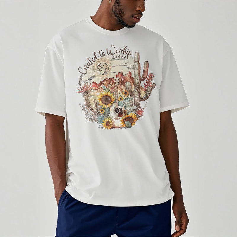 Christianartworkshop Classic Style Created to Worship Short Sleeve Washed T-shirt