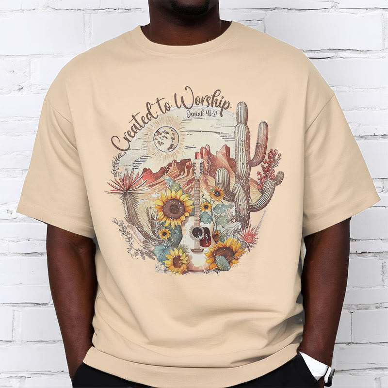 Christianartworkshop Classic Style Created to Worship Short Sleeve Washed T-shirt