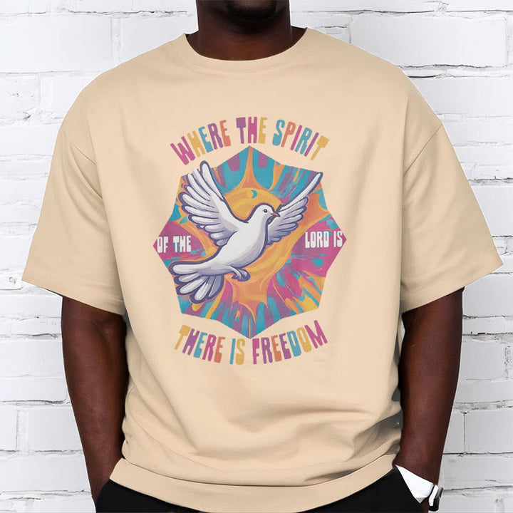 Christianartworkshop Colorful Style Dove and Bible Verse Short Sleeve Washed T-shirt