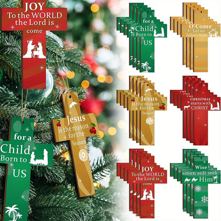 Christian Art Modern Style Cross Shaped Love Jesus Christmas Faith-Inspired Hanging Ornaments