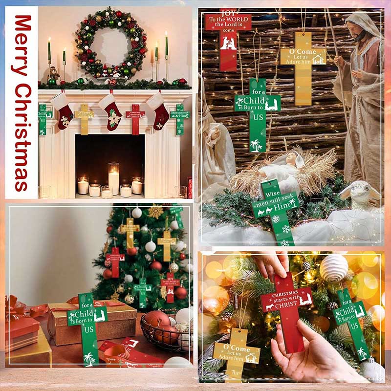 Christian Art Modern Style Cross Shaped Love Jesus Christmas Faith-Inspired Hanging Ornaments