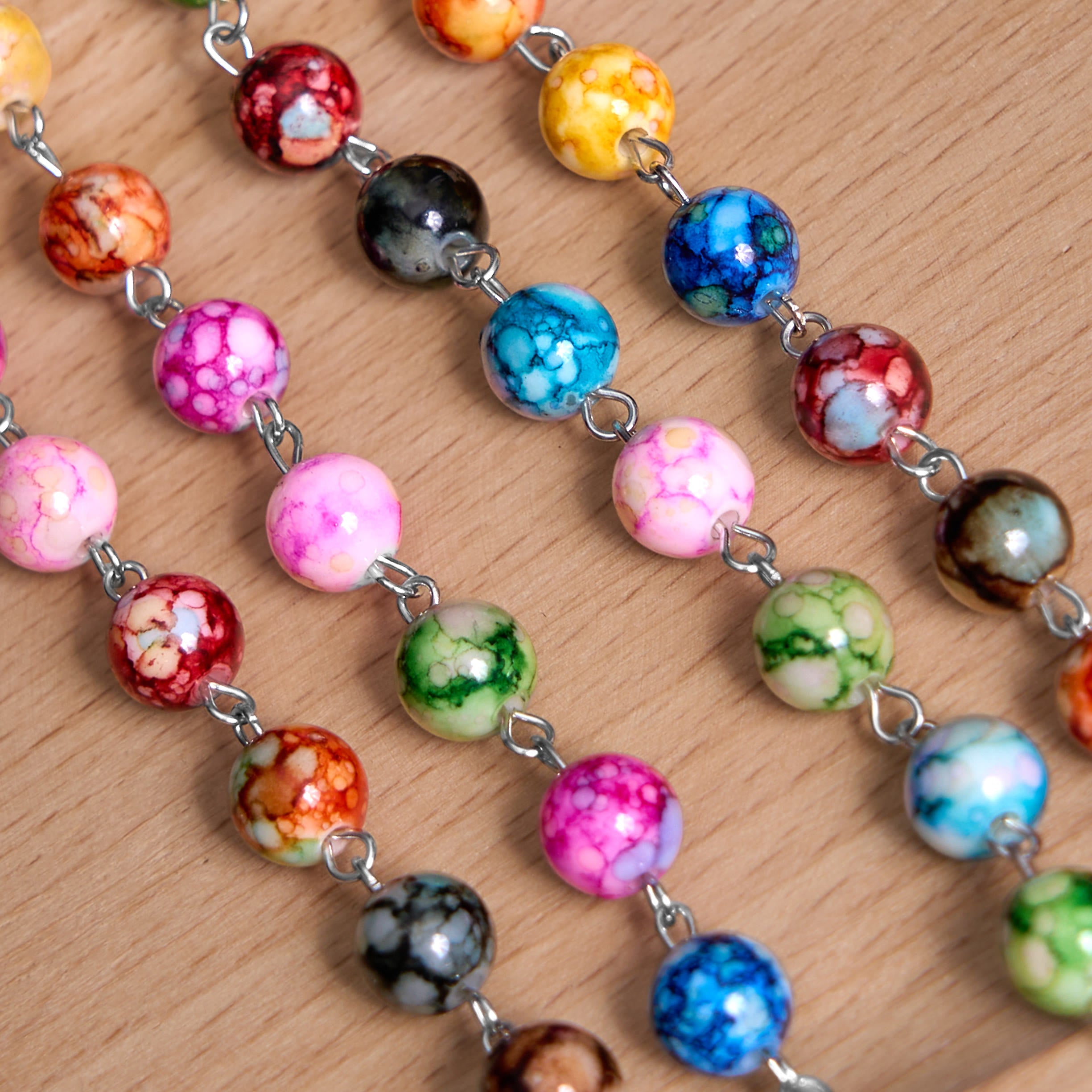 Multicolor 8mm Acrylic Rosary with Assumption of Our Lady Medal