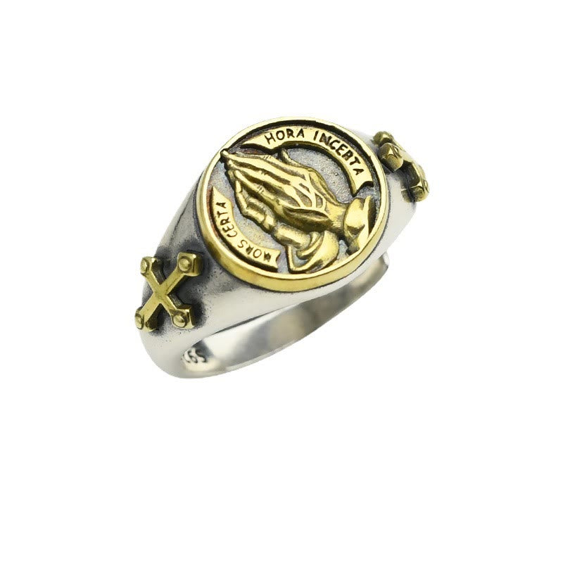 Christian Art Classic Style Praying Hands Titanium Ring