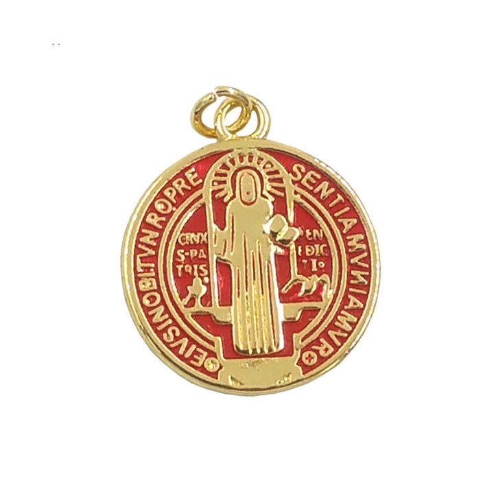 Christian Art Refined Style St. Benedict Gold Plated Brass Pendant Necklace