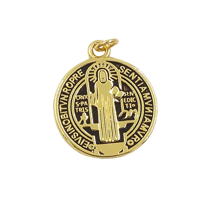 Christianartworkshop Refined Style St. Benedict Gold Plated Brass Pendant Necklace