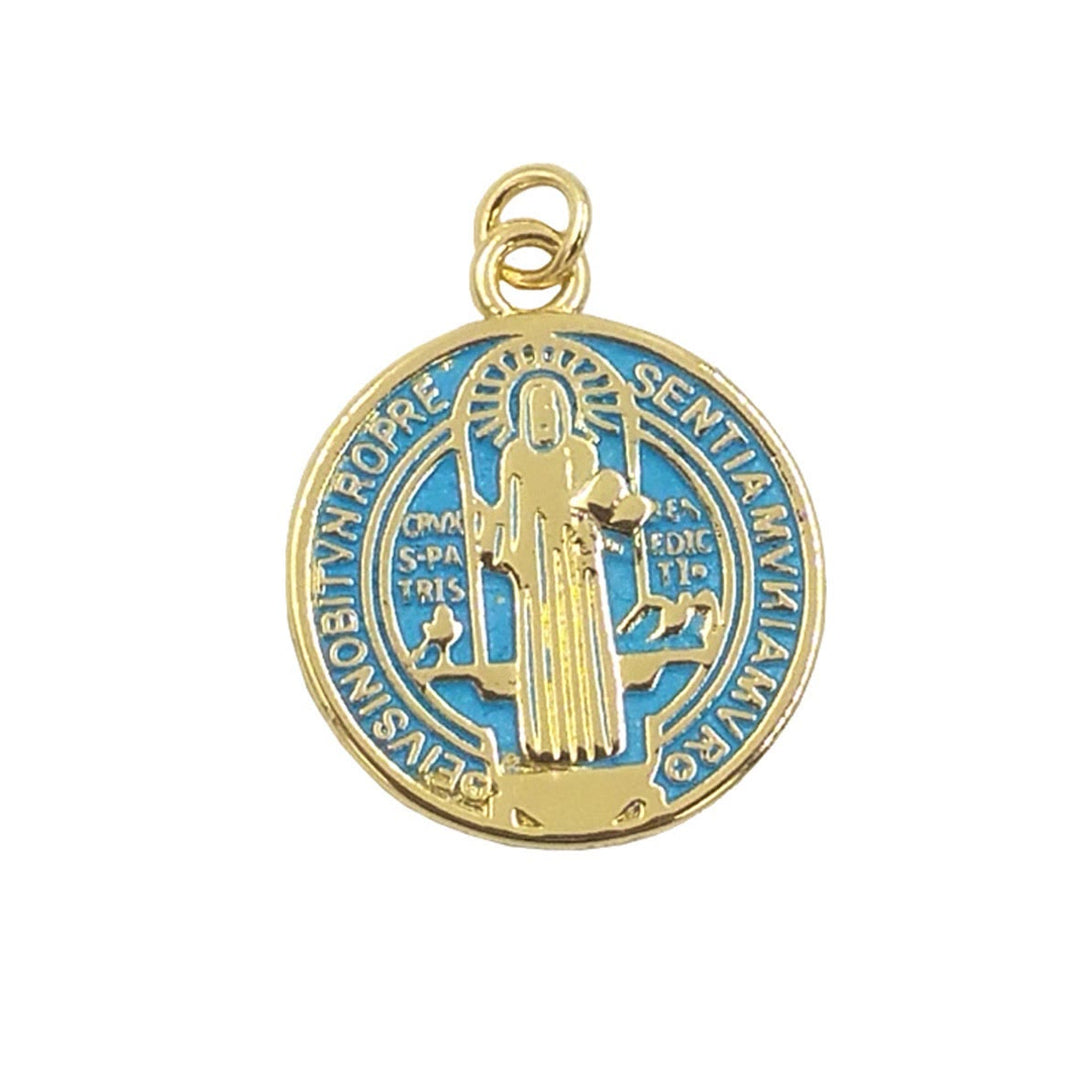 Christian Art Refined Style St. Benedict Gold Plated Brass Pendant Necklace