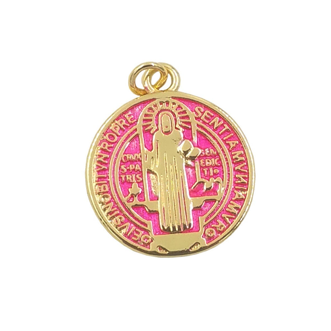 Christianartworkshop Refined Style St. Benedict Gold Plated Brass Pendant Necklace