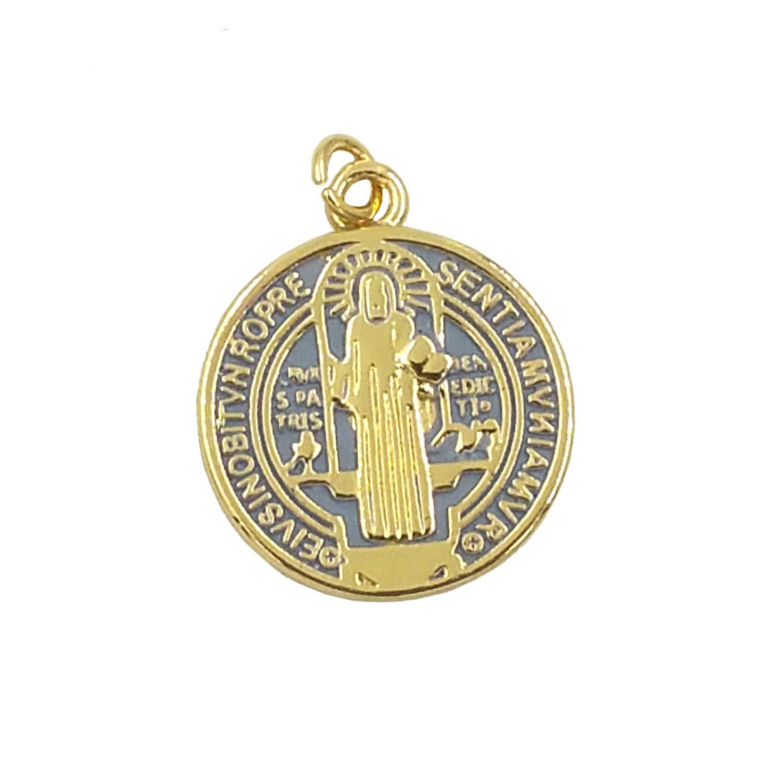 Christian Art Refined Style St. Benedict Gold Plated Brass Pendant Necklace