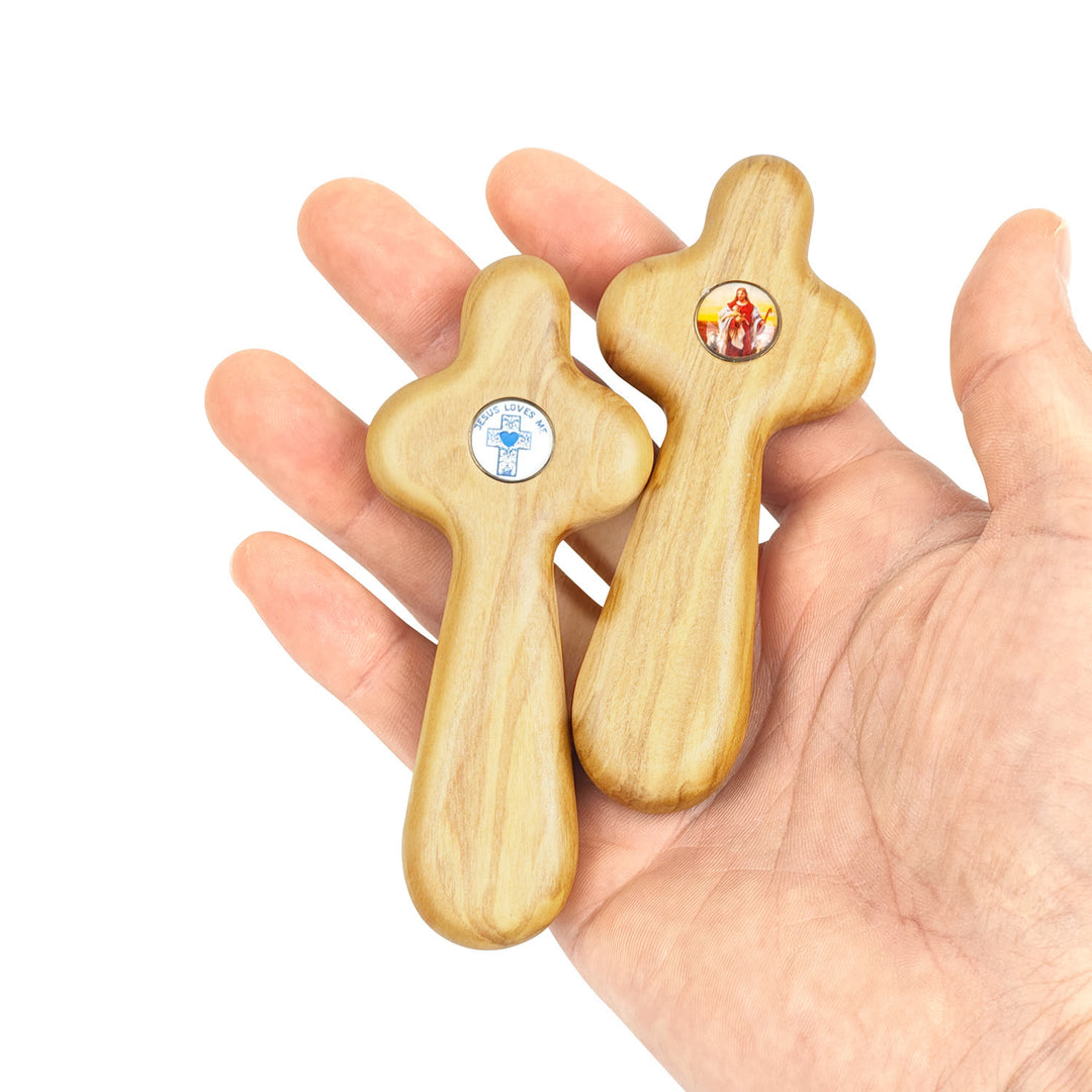 Christian Art Creative Style Olive Wood Handheld Cross Prayer Tool