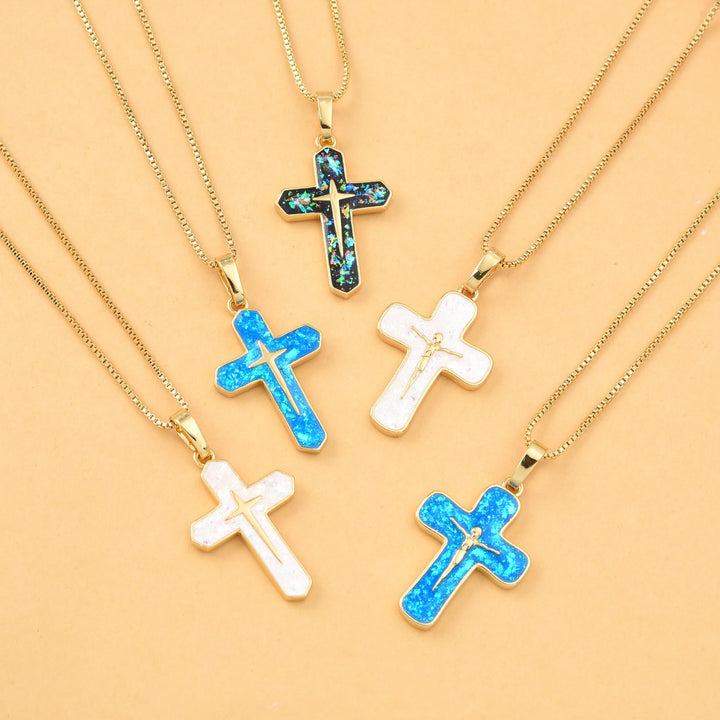 Christian Art Minimalist Style Crucifixion Coppering Pendant Necklace