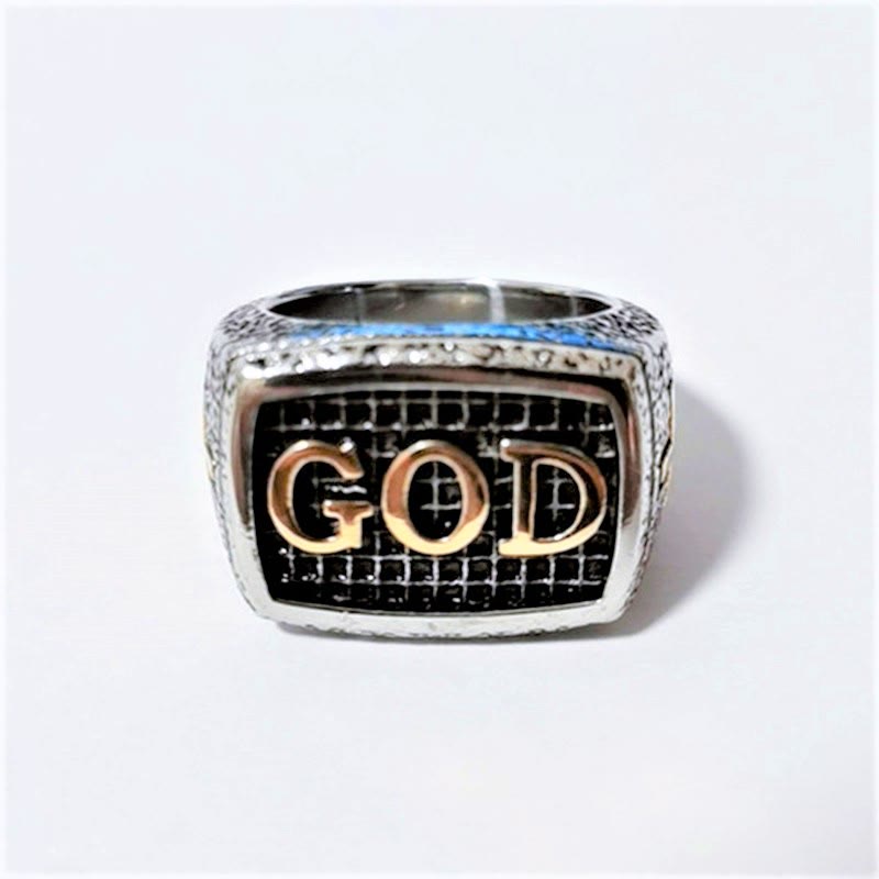 Christianartworkshop Retro Heavy Style GOD Divine Devotion Pattern Alloy Ring(3 color) - image 4