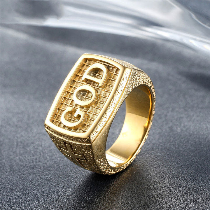 Christianartworkshop Retro Heavy Style GOD Divine Devotion Pattern Alloy Ring(3 color) - Golden - US 13 - image 2