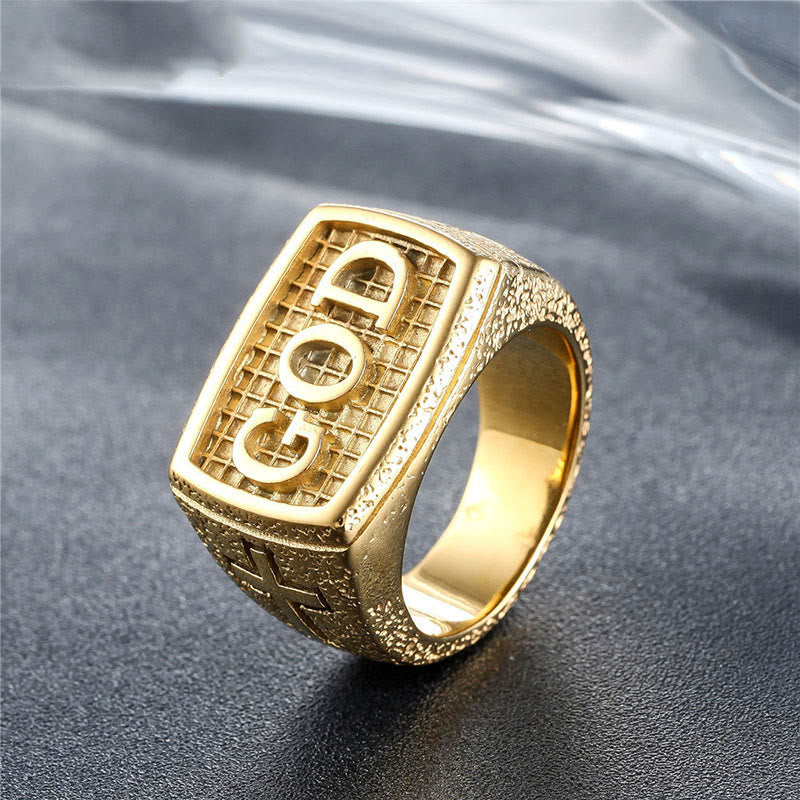 Christian Art Retro Heavy Style GOD Divine Devotion Pattern Alloy Ring(3 color)