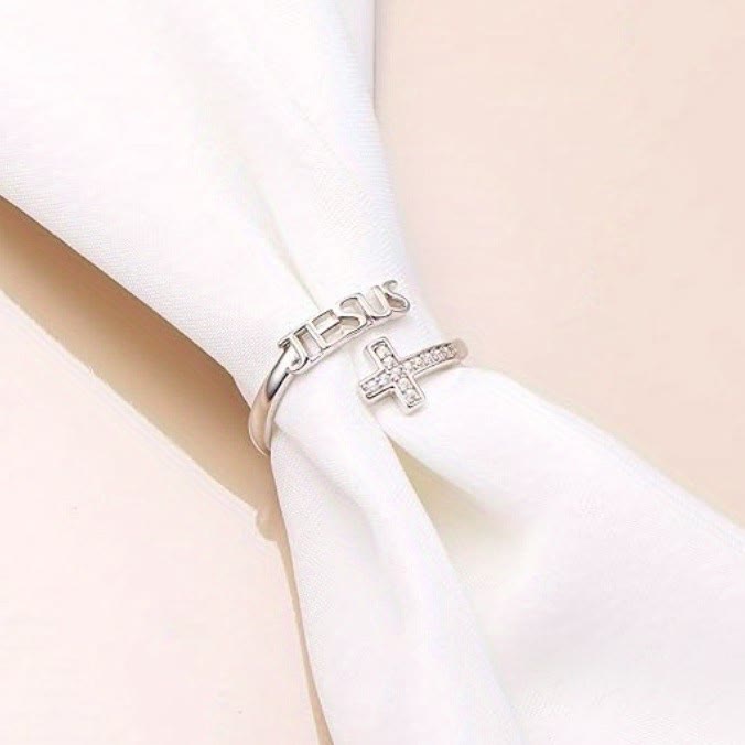 Christian Art Modern Style I can do all thins Jesus Adjustable Alloy Ring