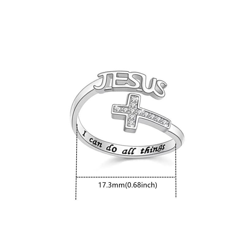 Christian Art Modern Style I can do all thins Jesus Adjustable Alloy Ring