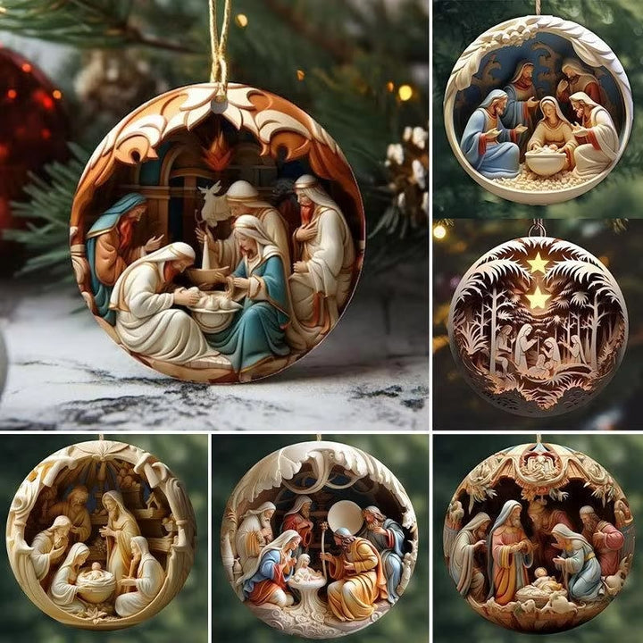 Christianartworkshop Christmas Nativity Scene Plane Ornaments: The Birth of Jesus Hanging Decoration(6 options)