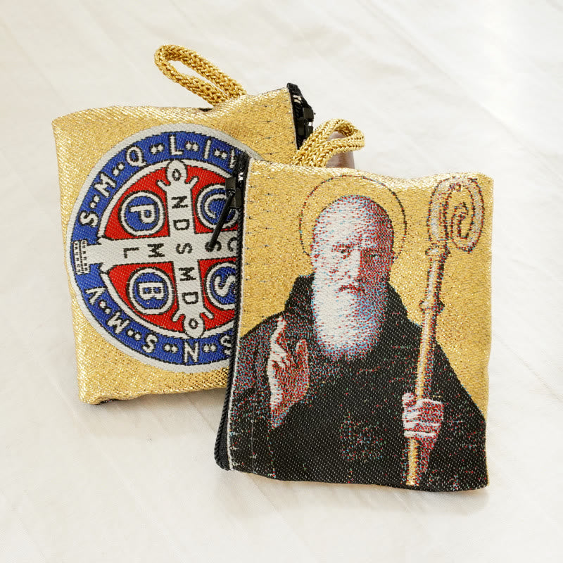 Christianartworkshop Retro Classic Style Holy Saint Icon Cotton Double-sided Pattern Jewelry Pouches