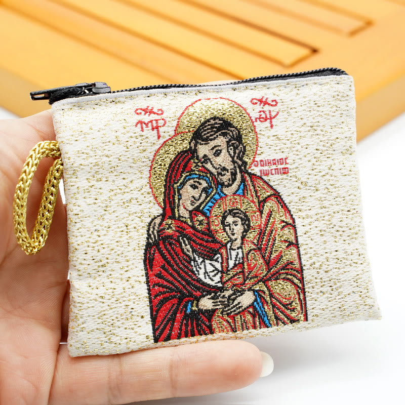 Christianartworkshop Retro Classic Style Holy Saint Icon Cotton Double-sided Pattern Jewelry Pouches