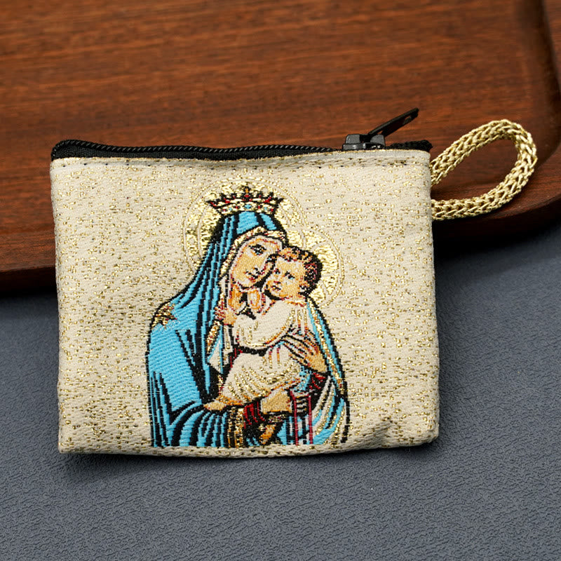 Christianartworkshop Retro Classic Style Holy Saint Icon Cotton Double-sided Pattern Jewelry Pouches