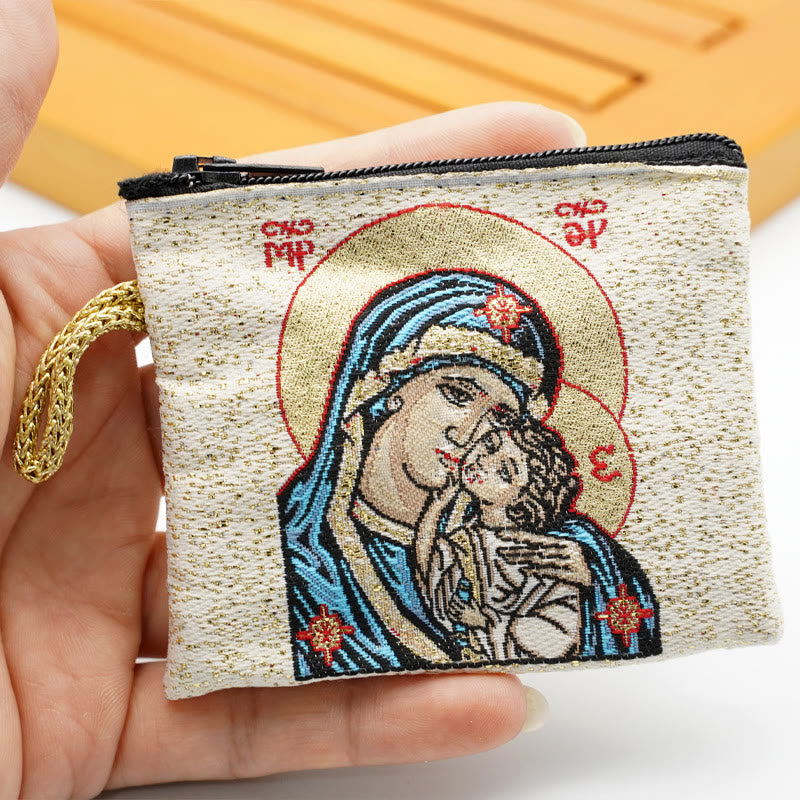 Christianartworkshop Retro Classic Style Holy Saint Icon Cotton Double-sided Pattern Jewelry Pouches