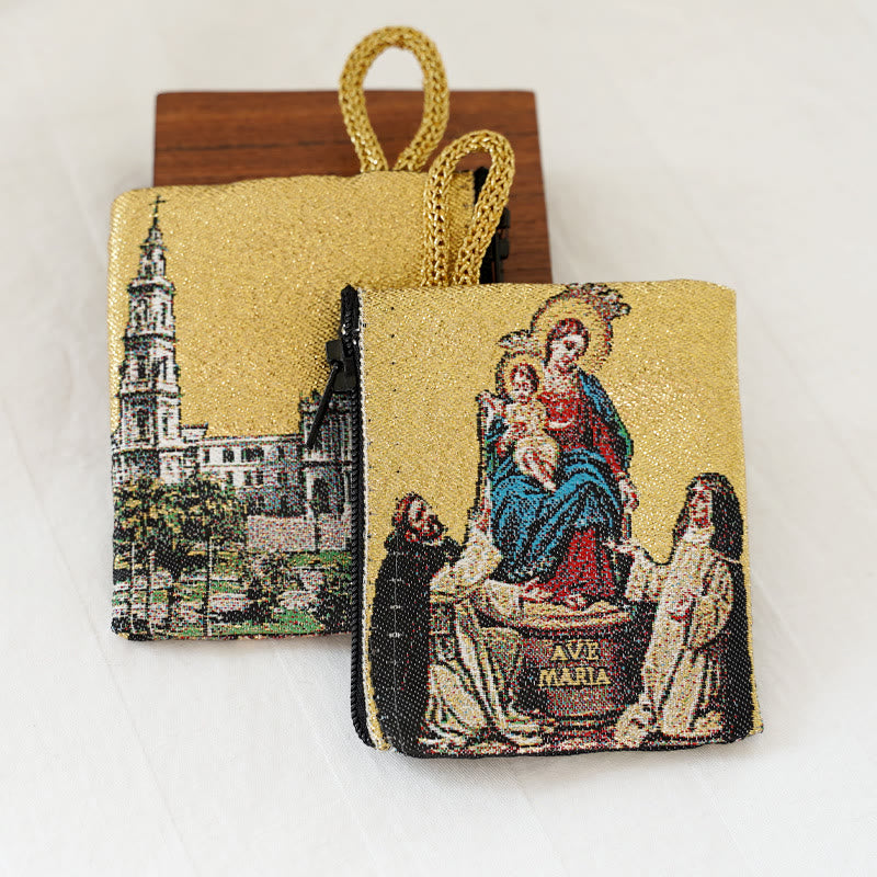 Christianartworkshop Retro Classic Style Holy Saint Icon Cotton Double-sided Pattern Jewelry Pouches