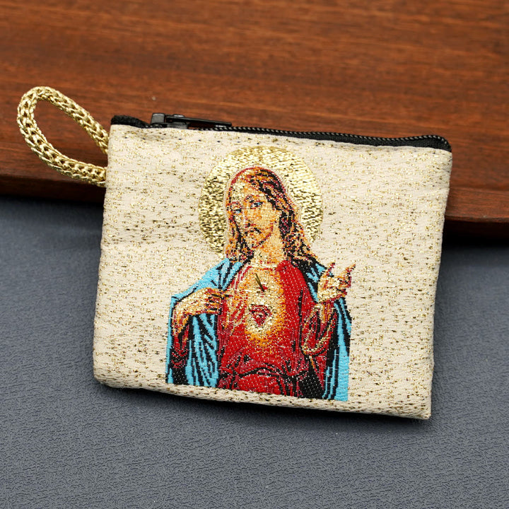 Christianartworkshop Retro Classic Style Holy Saint Icon Cotton Double-sided Pattern Jewelry Pouches