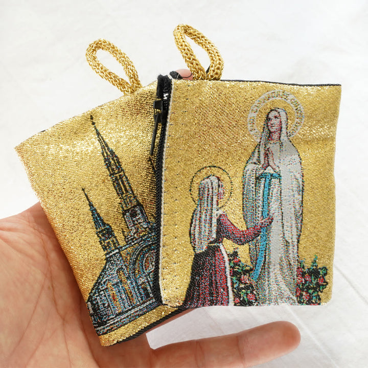 Christianartworkshop Retro Classic Style Holy Saint Icon Cotton Double-sided Pattern Jewelry Pouches