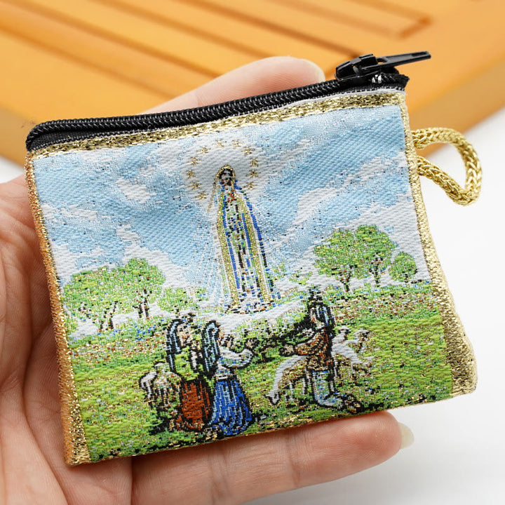 Christianartworkshop Retro Classic Style Holy Saint Icon Cotton Double-sided Pattern Jewelry Pouches