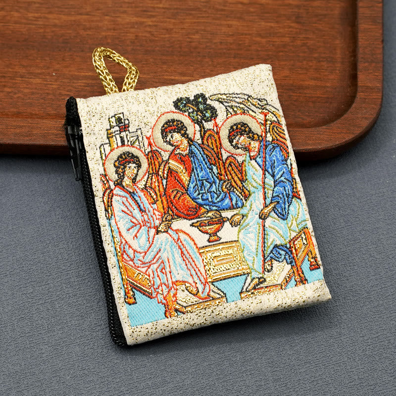 Christianartworkshop Retro Classic Style Holy Saint Icon Cotton Double-sided Pattern Jewelry Pouches