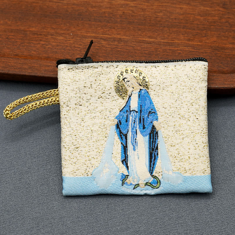 Christianartworkshop Retro Classic Style Holy Saint Icon Cotton Double-sided Pattern Jewelry Pouches