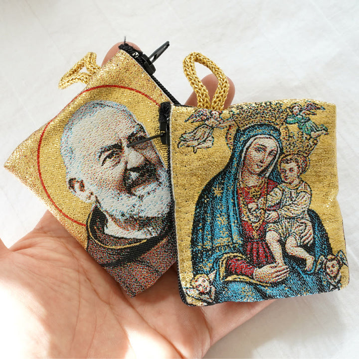 Christianartworkshop Retro Classic Style Holy Saint Icon Cotton Double-sided Pattern Jewelry Pouches